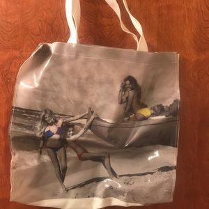 Pink plastic beach bag